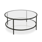 Hudson&Canal - Table basse ron Sivil 91 cm de large avec plateau en verre - Bronze noirci-Un design contemporain moderne pour votre salon, votre bureau et plus encore