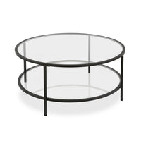 Hudson&Canal - Table basse ron Sivil 91 cm de large avec plateau en verre - Bronze noirci-Un design contemporain moderne pour votre salon, votre bureau et plus encore