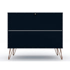 Manhattan Comfort - Rockefeller commode 3 tiroirs de 89,56 cm style milieu du siècle, bleu minuit Tatiana, lot de 2-Assemblage à domicile requis Tout le matériel inclus