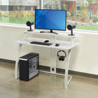 DESIGNlab By OSP - Bureau de jeu Code30 Battlestation - Blanc-Pieds en acier perforés avec lueur DEL RVB