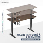 MotionGrey - Bureau debout électrique réglable Ergo2 avec réglages de mémoire - 43 po x 24 po, plateau brun foncé, cadre noir-Supporte jusqu’à 80 kg - Le cadre du bureau debout Motion est renforcé par des tubes en acier épaissis et des plaques de base robustes, offrant une plateforme stable et durable, même à la hauteur maximale