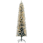 HOMCOM - Arbre de Noël artificiel floqué enneigé de 7 pieds avec lumières-Les branches floquées de neige imitent une scène hivernale fraîche et enneigée 