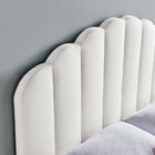 Modway - Veronique Performance Velvet Tête de lit jumelée, Blanc-Accents de bord festonné