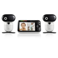 Motorola - Moniteur bébé vidéo PIP1510 Connect Wi-Fi motorisé - Blanc - Ensemble de 2 caméra-Affichage à écran partagé - Gardez un œil sur deux pièces en même temps en utilisant la fonction de visualisation intelligente à écran partagé