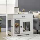 PawHut - Meuble cage pour chien avec coussin, rangement - table d’appoint niche pour chien - blanc-Conçu pour servir de table d'appoint ou de cage pour chien 