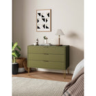 Manhattan Comfort - Dumbo commode moderne 35,19" - vert olive-Comprend 3 tiroirs à extension totale avec tiroir supérieur conçu avec des lignes nervurées texturées verticales