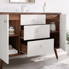 Modway - Transmit Évier simple 48" Vanette de salle de bain - Blanc noyer-Bassin d’évier en céramique