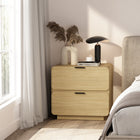 Manhattan Comfort - Ensemble contemporain moderne Chrystie 2 pièces : commode et table de chevet - Naturel-Parfait pour le rangement de chevet, les lampes, l’exposition de décorations et l’organisation quotidienne dans toute la chambre