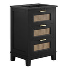 Modway - Dixie 24" Solide Armoire à coiffeuse de salle de bain - Noir noir-Bois d’acajou massif
