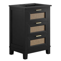 Modway - Dixie 24" Solide Armoire à coiffeuse de salle de bain - Noir noir-Bois d’acajou massif