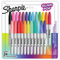 Marqueurs permanents Sharpie - pointe fine - couleurs assorties - paquet de 24-Marqueurs permanents Sharpie avec de l’encre qui marque sur le papier, le plastique, le métal et la plupart des autres surfaces