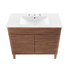 Modway - Render 36" Vanette de salle de bain - Blanc noyer-Bassin d’évier en céramique