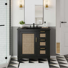 Modway - Dixie 36" Solide Armoire à coiffeuse de salle de bain - Noir noir-Charnières à fermeture douce
