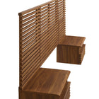 Modway - Render Ensemble 6 pièces : Tête de lit Simple murale et tables de chevet modernes - Noyer-Tiroir spacieux à glissement complet