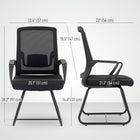 HOMCOM - Fauteuil d'accueil avec support lombaire et sans roulettes - noir-Accoudoirs confortables et siège spacieux adaptés à tous les utilisateurs 
