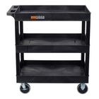 Luxor - Chariot utilitaire polyvalent à trois plateaux cuvettes avec roulettes robustes de 5" Luxor TUFFY XL - 32" L x 18" P - noir-Soutenu par un cadre de pieds en PVC conçu pour maintenir la stabilité sous de lourdes charges