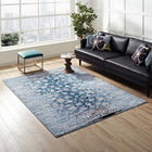 Modway - Chiara Treillis floraux vieillis contemporains Tapis de comédie 8 pi l x 10 pi L - Bleu marocain-Tissage serré à poil bas