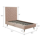 Manhattan Comfort - Lit une place moderne Crosby 81,1" en velours - Nude-Présente une tête de lit cousue avec un motif en chevrons