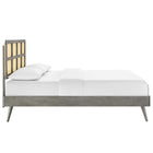 Modway - Sidney Canne et bois Lit à plateforme complet avec pieds écartés, Gris-Construction en bois, MDF et placage