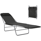 Outsunny - Chaise longue d’extérieur - chaise pliante inclinable réglable - noir-Idéal pour le jardin, le balcon, la piscine, la plage et plus encore