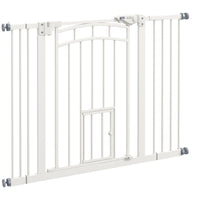 PawHut - Barrière pour Chien à Montage par Pression Fermeture Automatique pour L 29"-39,4" - Blanc-S'adapte aux ouvertures de 74 à 100 cm (29,1 à 39,4 pouces), pour les portes, les couloirs et les escaliers