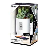 iHome - iPP45W Station de recharge plant avec plusieurs ports de chargement USB - Blanc-Conception réaliste de plantes en pot