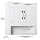 HOMCOM - Armoire murale de salle de bain avec étagère réglable et 2 portes pour couloir - blanc-Comprend une armoire à deux portes et une étagère inférieure pour ranger et exposer les essentiels du quotidien
