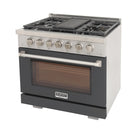 Kucht - 36 po Série KFX-X Cuisinière Pro Style au gaz propane - Acier inoxydable/Gris ciment-Convertible au propane liquide