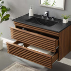 Modway - Render Support mural de 36" Vanette de salle de bain - Noir noyer-Coiffeuse à grains de noyer