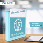 Davis Group - Classeurs à anneaux économiques anneaux ronds de 1,5 po - turquoise - paquet de 6-1.5 po