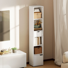 HOMCOM - Bibliothèque étroite haute à 6 niveaux avec tiroir et porte - blanc-Kit anti-basculement inclus pour la sécurité de la famille 