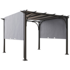 Outsunny - tonnelle de patio extérieure 10 pi l x 10 pi L - gris-Pergola de 10 po x 10 po avec auvent coulissant créant un espace spacieux et confortable