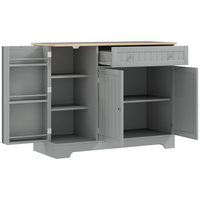 HOMCOM - Buffet moderne avec plateau effet bois et étagères de rangement multiples - gris-Le grand espace de rangement accueille divers objets pour une vie sans encombrement 