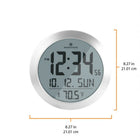 Marathon Watch - Horloge murale numérique ronde de 10 pouces avec date et température intérieure - Gris-Multiples Langues : Jour de la semaine affiché dans l'une des 3 langues (anglais, français et espagnol)