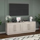 Hudson&Canal - Meuble TV Tillman pour téléviseurs jusqu'à 75" - Blanc aulne-Dimensions du produit : 15,75" L x 68" l x 23,63" H