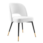 Modway - Rouse Performance Velvet Fauteuil d’appoint de salle à manger - Blanc-Fauteuil d’appoint de salle à manger Glam Deco