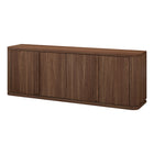 Hudson&Canal - Meuble TV rectangulaire Vance pour téléviseurs jusqu'à 78 po - Noyer satiné-Le plateau supérieur supporte un poids maximal de 34 kg (75 lb), les étagères inférieures peuvent supporter jusqu'à 18 kg (40 lb) chacune