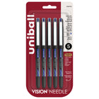 uni-ball - Stylos à bille roulante à aiguille Vision - 0,5 mm - Bleu - paquet de 5-Stylos à bille roulante