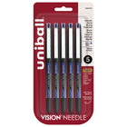 uni-ball - Stylos à bille roulante à aiguille Vision - 0,5 mm - Bleu - paquet de 5-Stylos à bille roulante