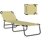 Outsunny - Chaise longue pliante - chaise de bronzage 5 positions - blanc crème-Bronzez ou détendez-vous ensemble autour de la piscine