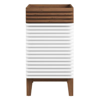 Modway - Render 18" Armoire de toilette de salle de bain (lavabo non inclus) - Noyer blanc-Style moderne du milieu du siècle