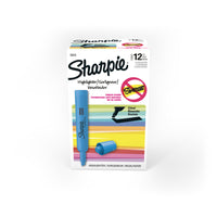 Surligneurs Sharpie à réservoir à encre liquide, pointe biseautée – bleu – Paquet de 12-Encre SMEAR GUARD spécialement conçue pour éviter les bavures.