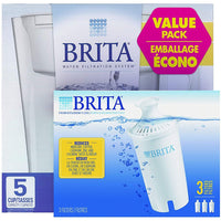 Brita - Carafe Slim avec filtre et Emballage Econo de 3 filtres-La carafe filtrante Brita Slim, d’une capacité de 5 tasses, est équipée d’un filtre avancé qui permet de profiter d’une eau plus pure au quotidien
