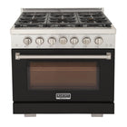 Kucht - 36 po Série KFX-X Cuisinière Pro Style au gaz naturel - Acier inoxydable/Noir-Brûleur rocket power de 21 000 btu pour un saisissage rapide