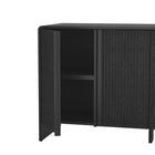 Manhattan Comfort - Novara 60" Buffet contemporain à 4 portes - Noir-Façades de tiroirs texturées : Les rainures verticales apportent un intérêt visuel et une allure raffinée et moderne
