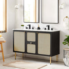 Modway - Chaucer 48" Meuble de salle de bain à double lavabo - Noir Blanc-Boutons d’armoire en métal