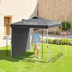 Outsunny - Tente auvent pliante 8 pi l x 8 pi L avec paroi latérale - Sac de transport - Gris foncé-La couverture UV30+ reflète 90 % des rayons nocifs du soleil, les trous de drainage évitent l'accumulation d'eau