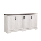 Prepac - Table console Rustic Ridge 4 portes 66 po avec rangement, buffet avec étagères - Blanc vieilli-Armoire de rangement polyvalente avec des utilisations multiples : Personnalisez cette armoire d'appoint selon vos besoins de rangement, que ce soit comme buffet dans votre salon ou salle à manger ou comme meuble télé avec portes pour ranger vos DVD, CD, accessoires de jeu et plus encore