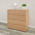 Nexera - Commode James 4 tiroirs, Érable naturel-4 tiroirs sur coulisses de métal