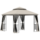 Outsunny - Tonnelle de terrasse à toit souple 10 pi l x 10 pi L - beige-Pavillon pratique avec un design haut et spacieux